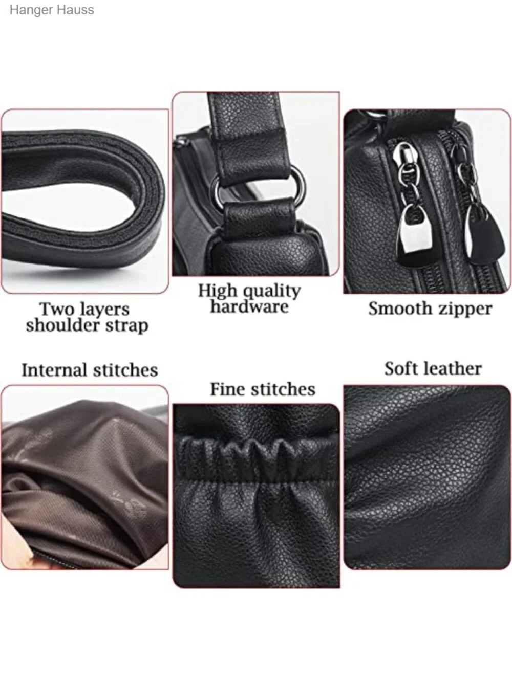 Women's Soft PU Leather Satchel Crossbody Handbag with Multiple Pockets Tote